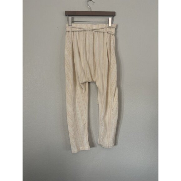 Free People Cream Striped Haram Yoga Rope Belt Pants Sz XS - Picture 3 of 5